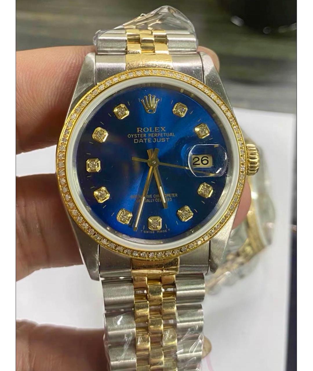 ROLEX Синие часы из желтого золота, фото 2