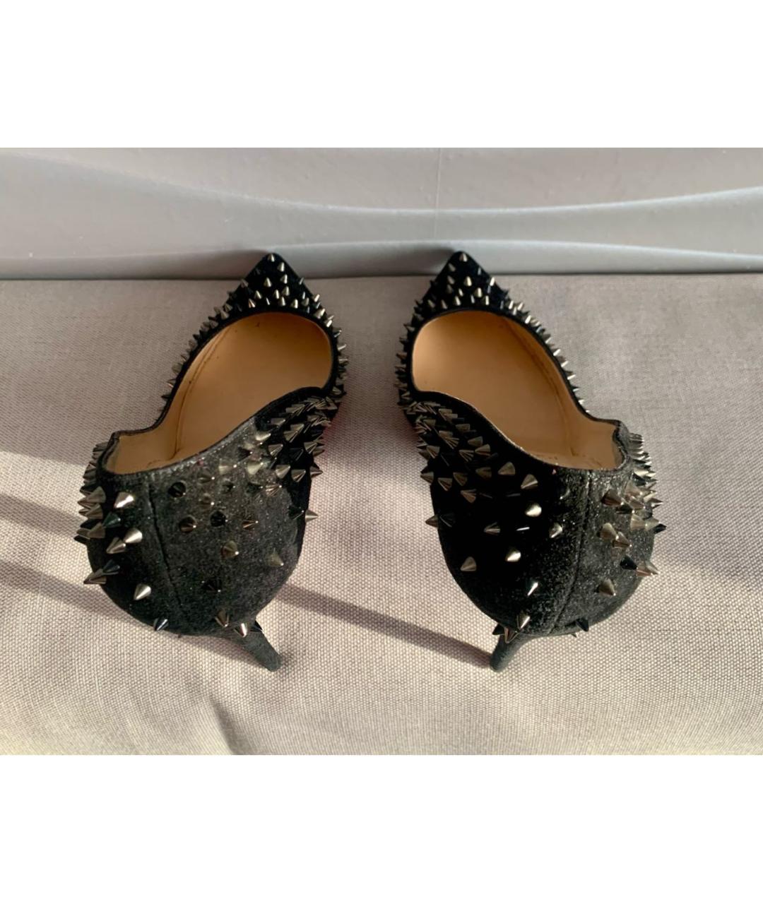 CHRISTIAN LOUBOUTIN Черные замшевые туфли, фото 3