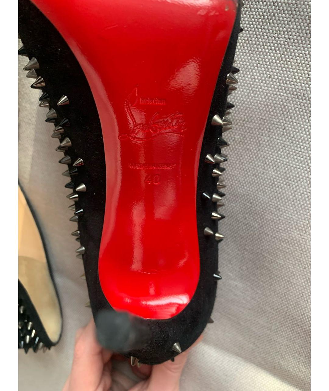 CHRISTIAN LOUBOUTIN Черные замшевые туфли, фото 5