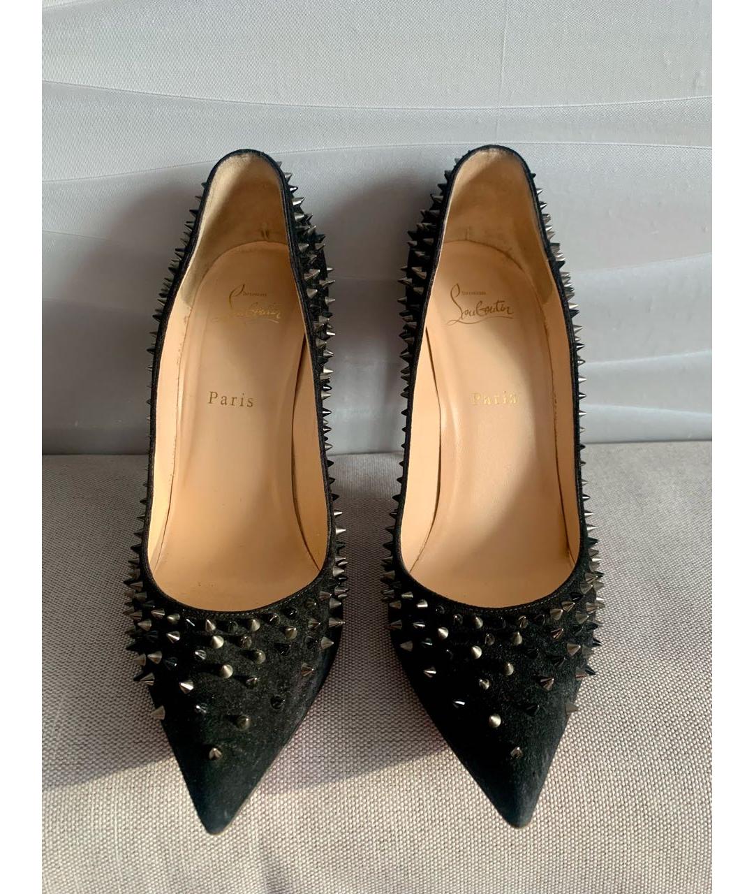 CHRISTIAN LOUBOUTIN Черные замшевые туфли, фото 2