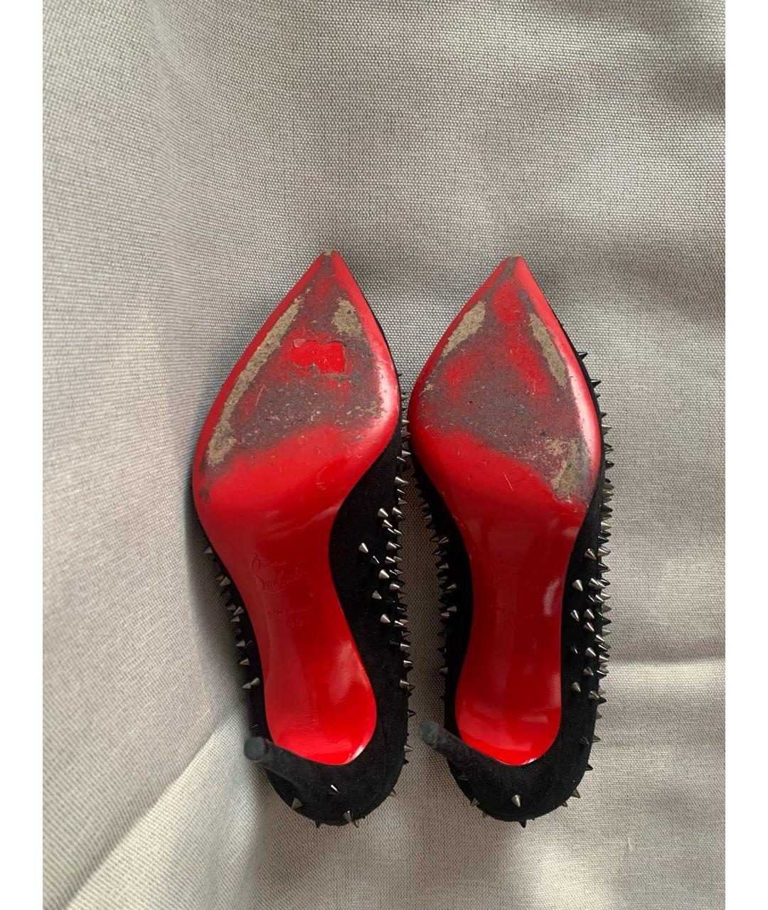CHRISTIAN LOUBOUTIN Черные замшевые туфли, фото 6