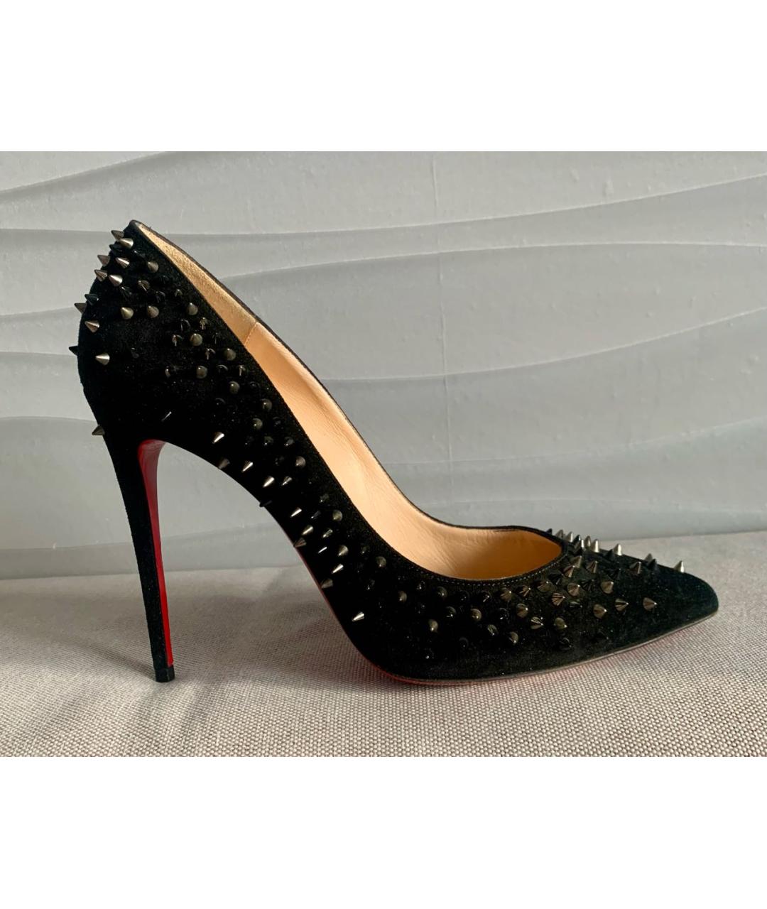 CHRISTIAN LOUBOUTIN Черные замшевые туфли, фото 7