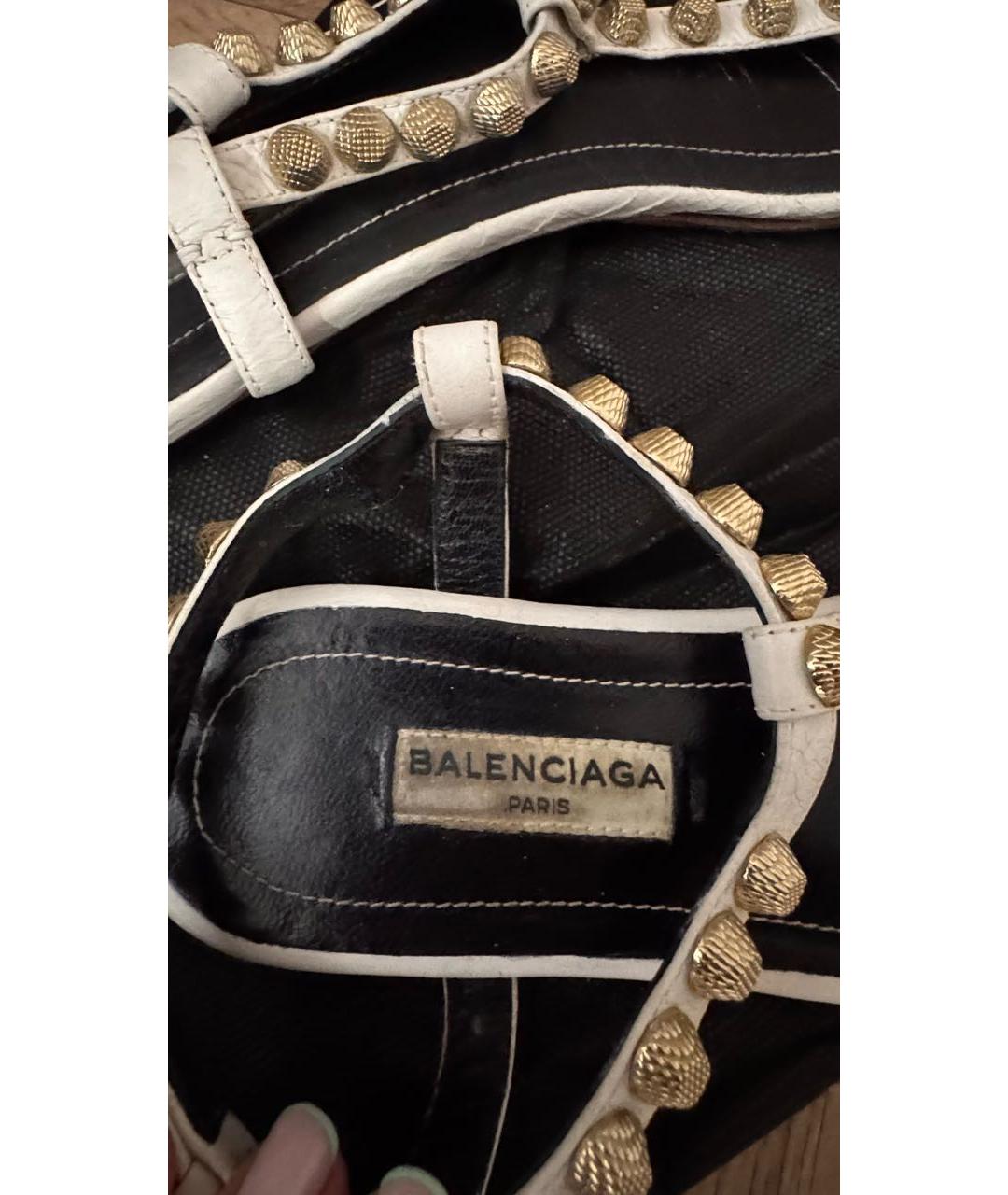 BALENCIAGA Белые кожаные босоножки, фото 4