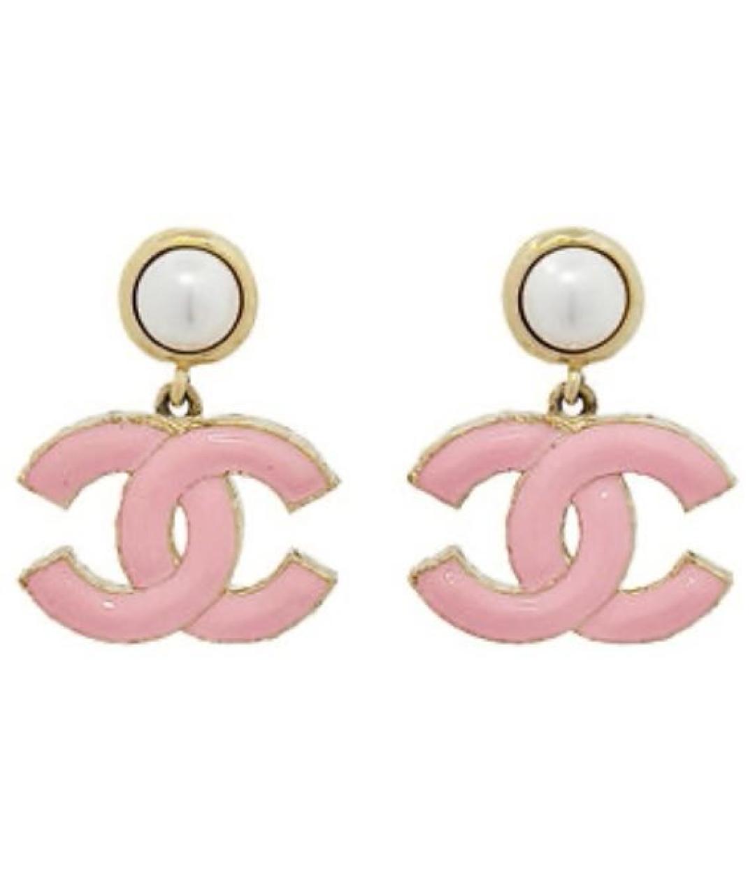 CHANEL Розовые металлические серьги, фото 1