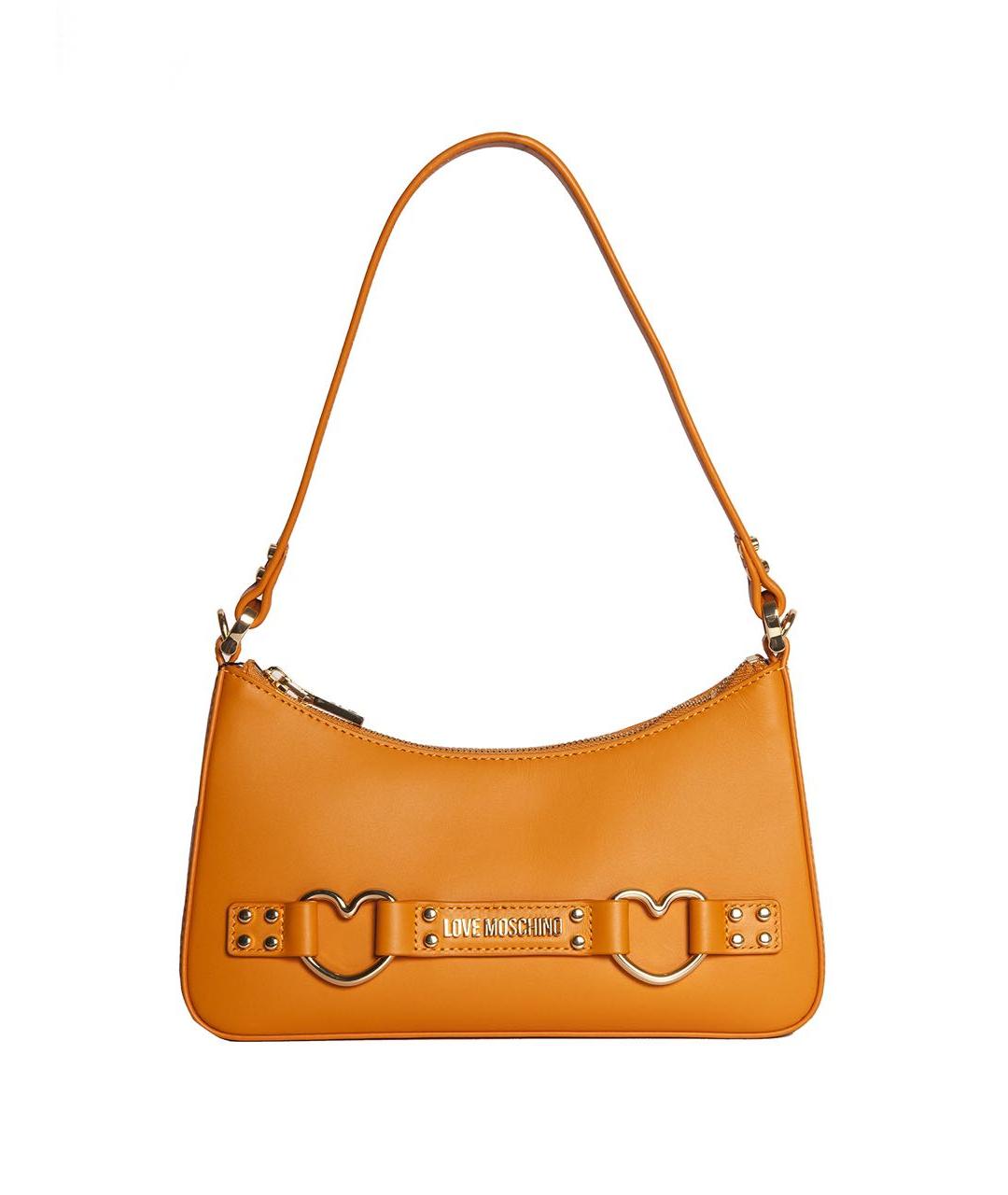 LOVE MOSCHINO Оранжевая кожаная сумка через плечо, фото 1