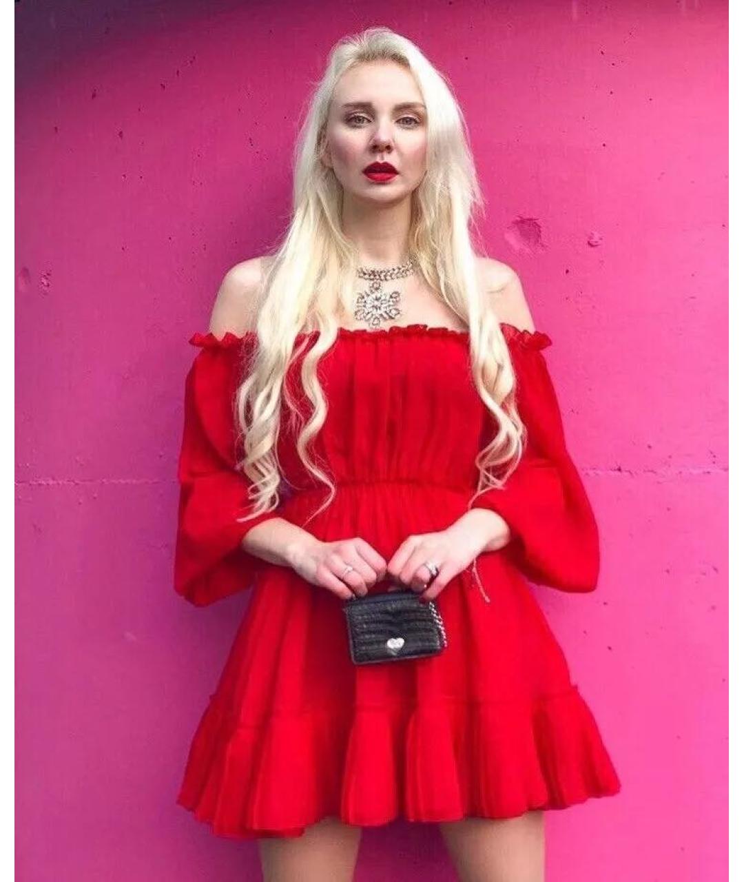 GIAMBATTISTA VALLI Красное полиэстеровое платье, фото 7