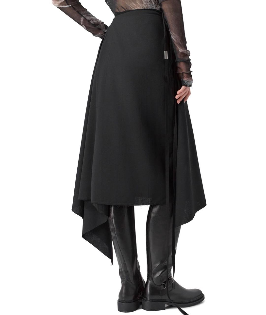ANN DEMEULEMEESTER Черная шерстяная юбка миди, фото 2