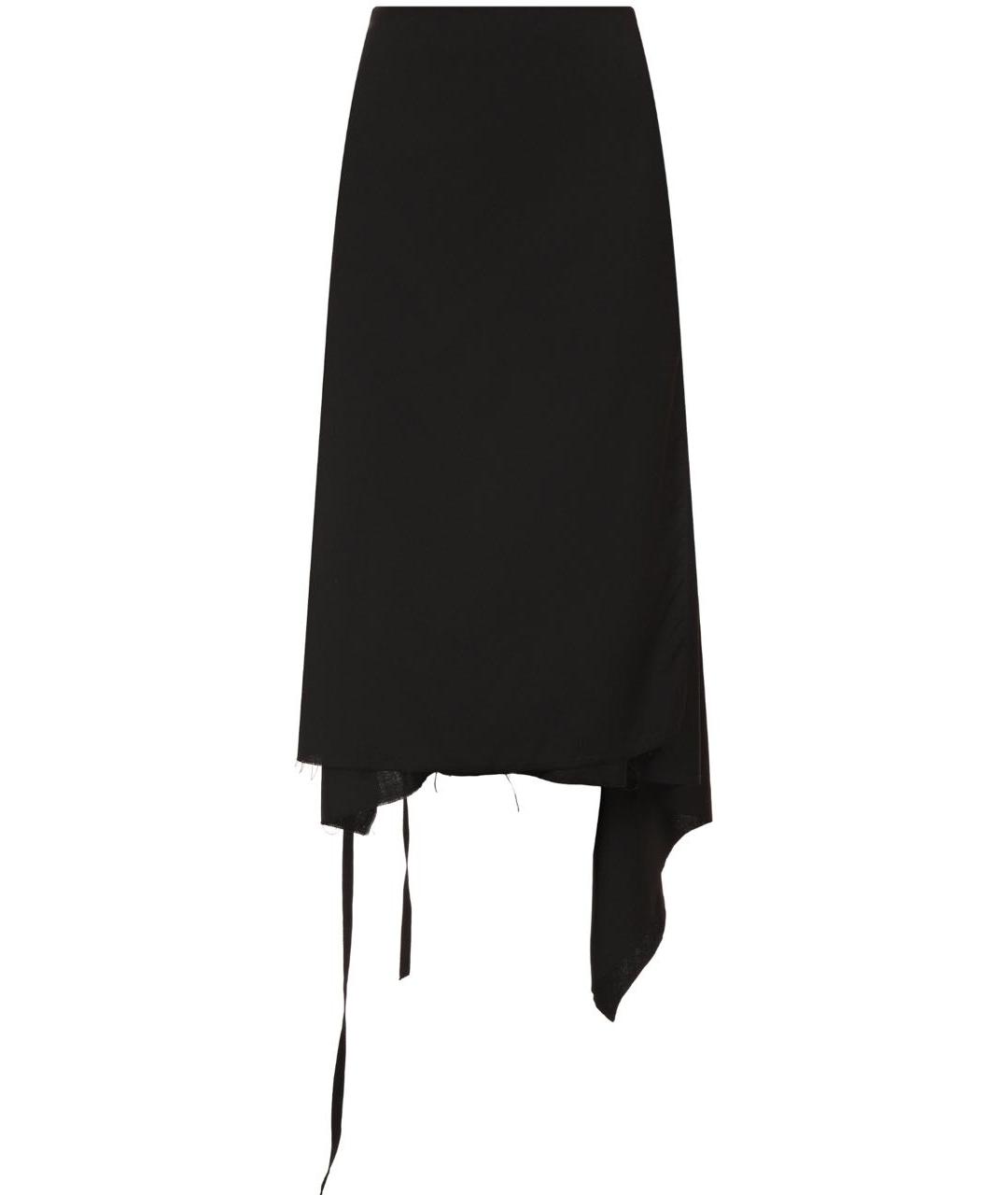 ANN DEMEULEMEESTER Черная шерстяная юбка миди, фото 1