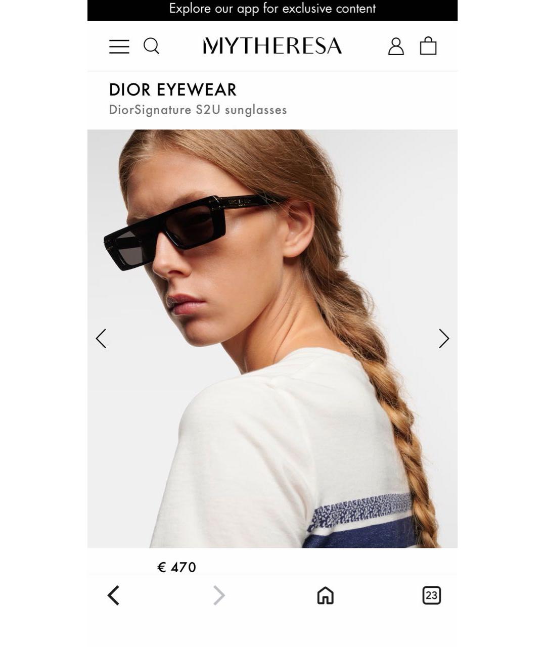 CHRISTIAN DIOR Черные пластиковые солнцезащитные очки, фото 5