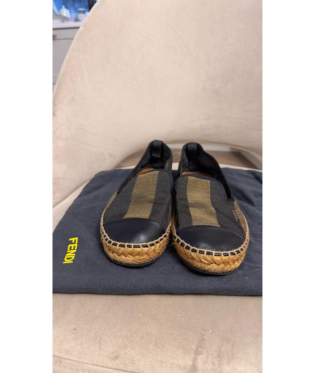 FENDI Коричневые текстильные эспадрильи, фото 2