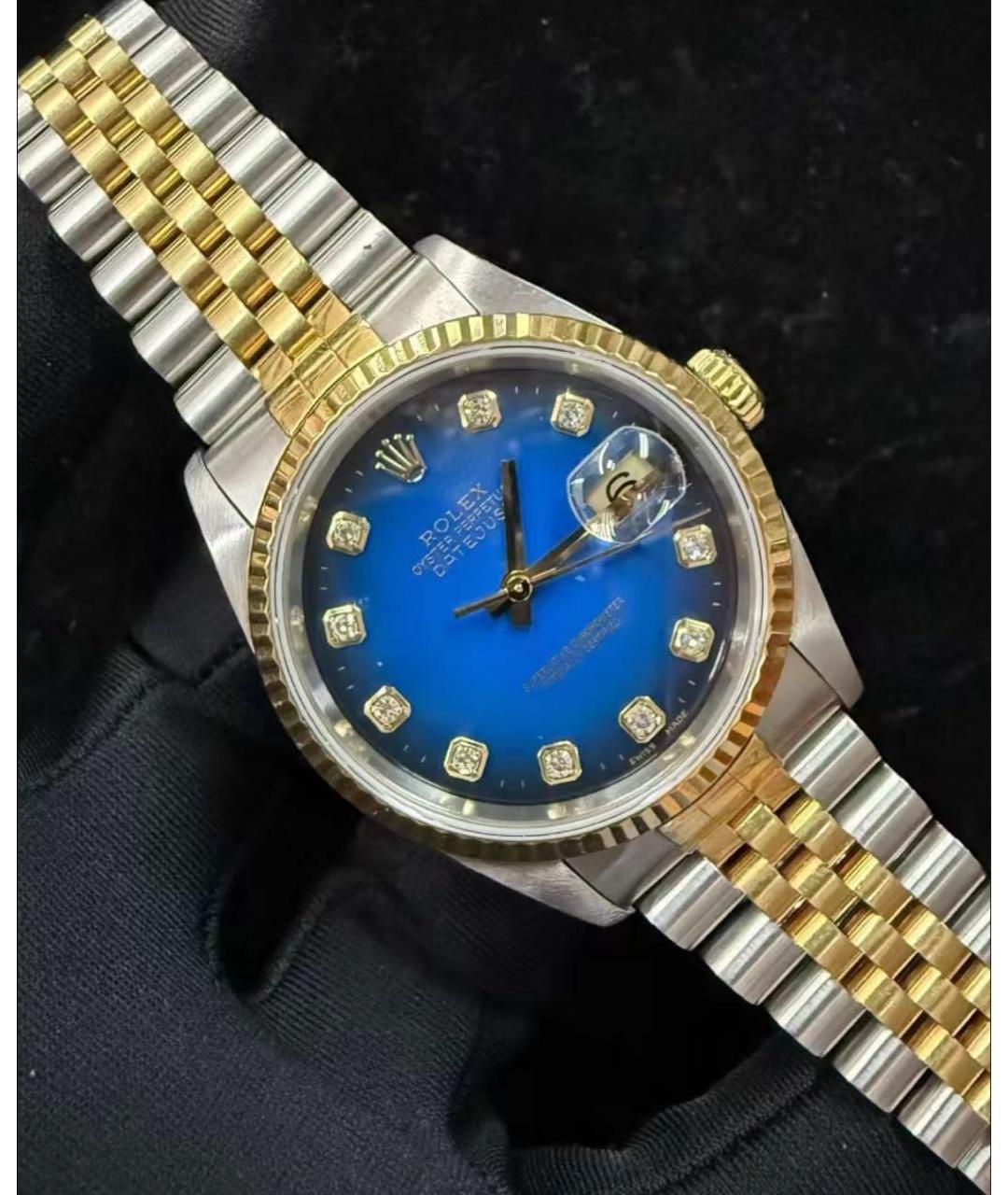 ROLEX Темно-синие часы из желтого золота, фото 5