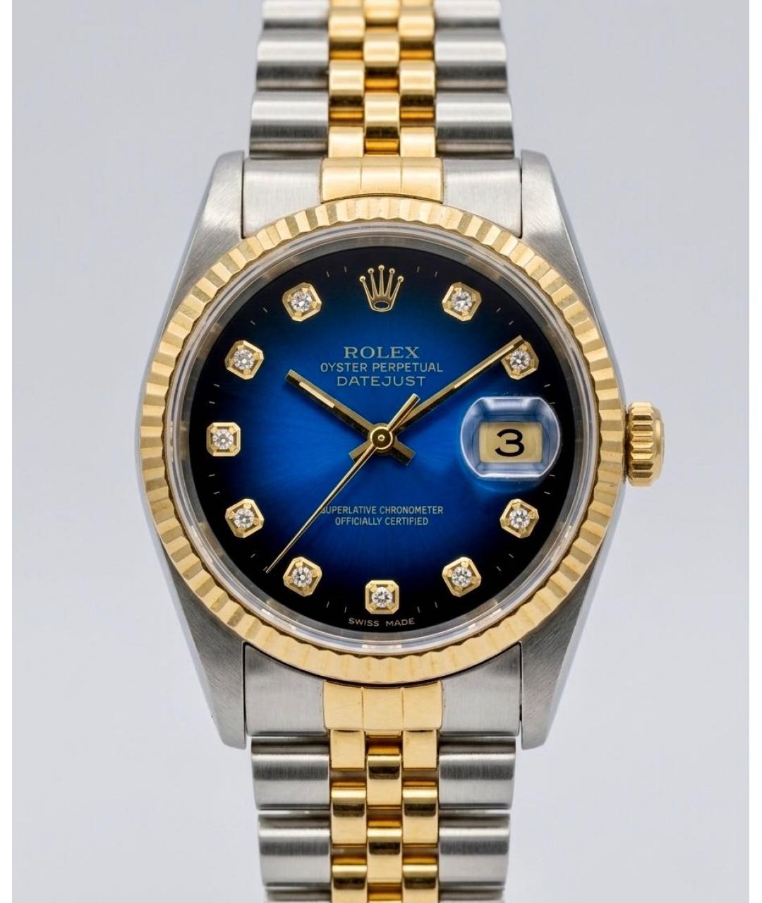 ROLEX Темно-синие часы из желтого золота, фото 9