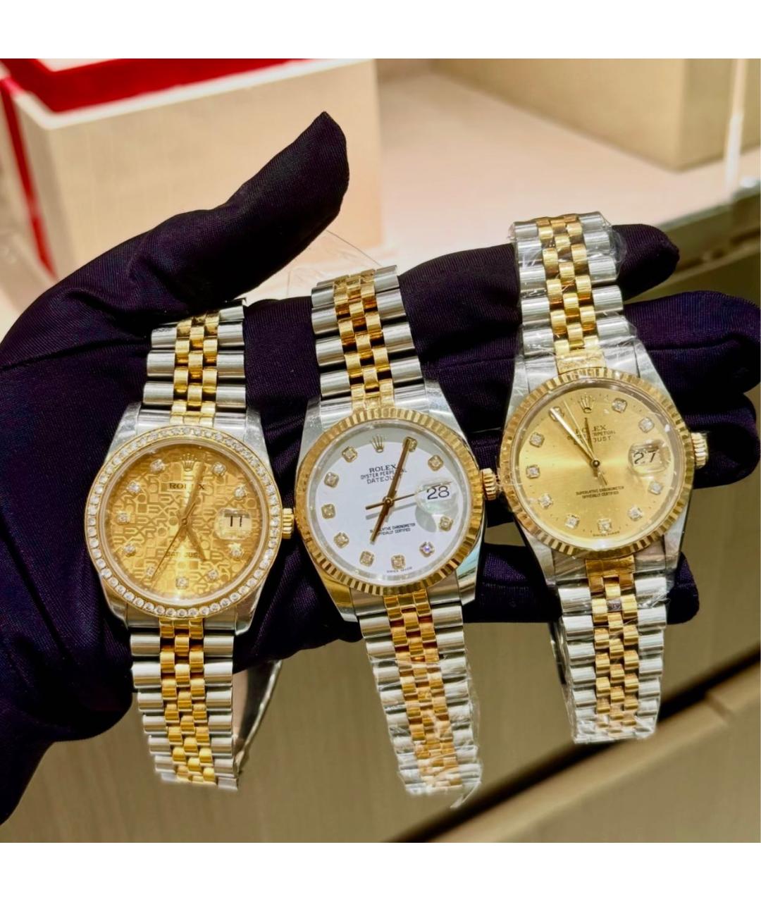 ROLEX Темно-синие часы из желтого золота, фото 8