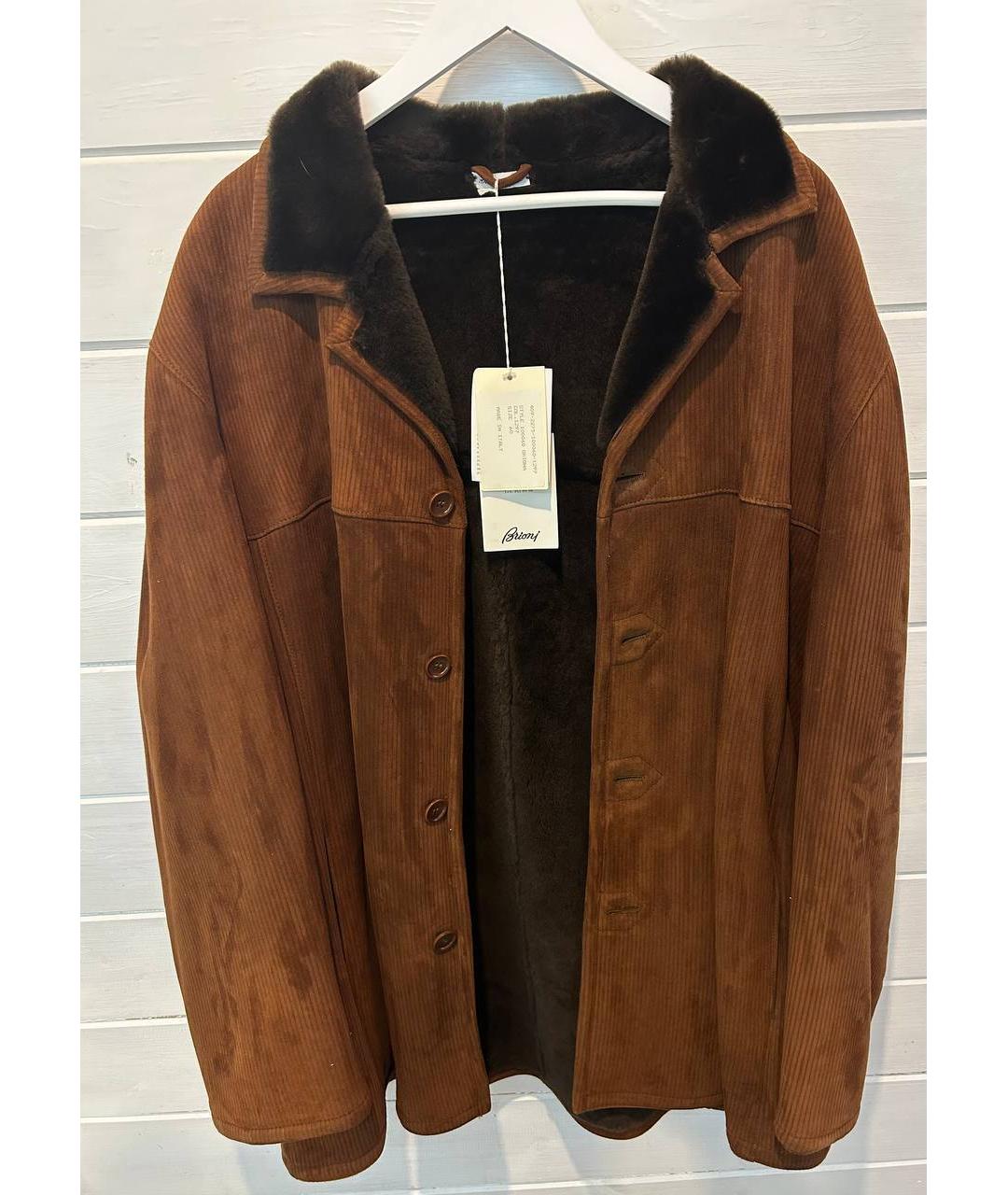 BRIONI Коричневая кожаная дубленка/шуба, фото 4