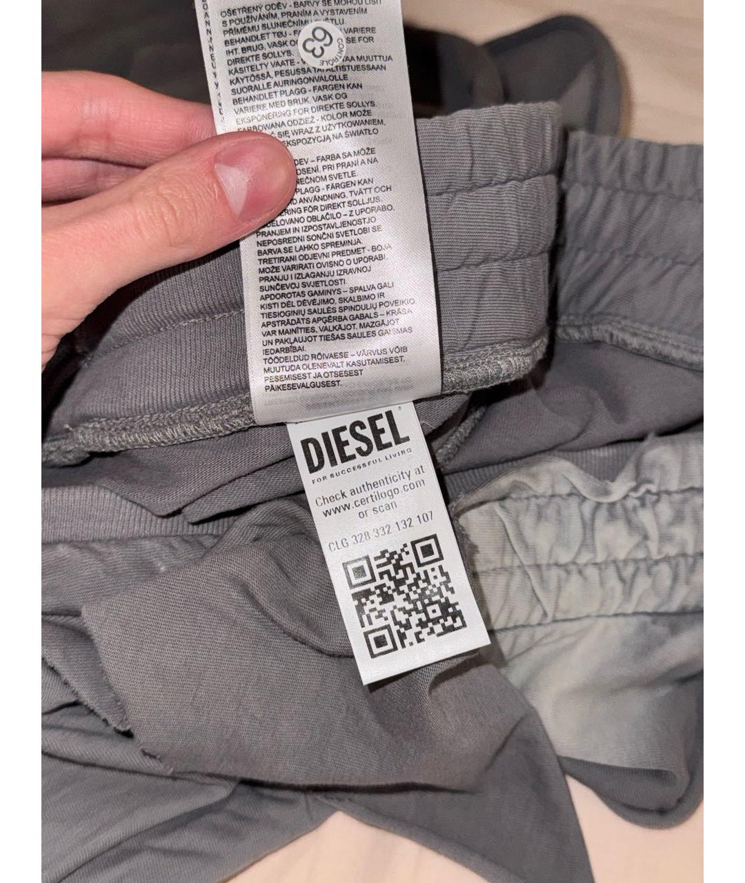 DIESEL Серые хлопковые повседневные брюки, фото 5