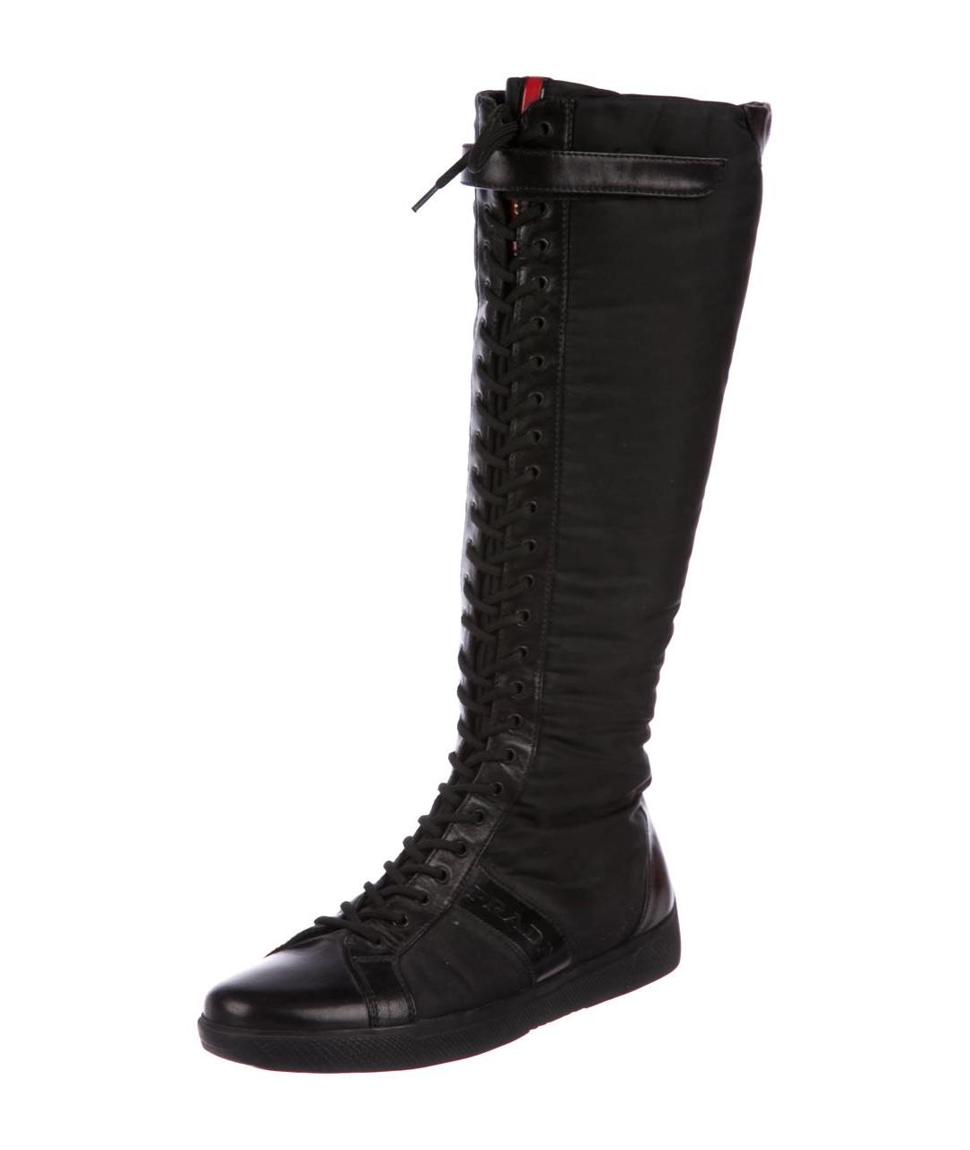 PRADA Черные кожаные сапоги, фото 4