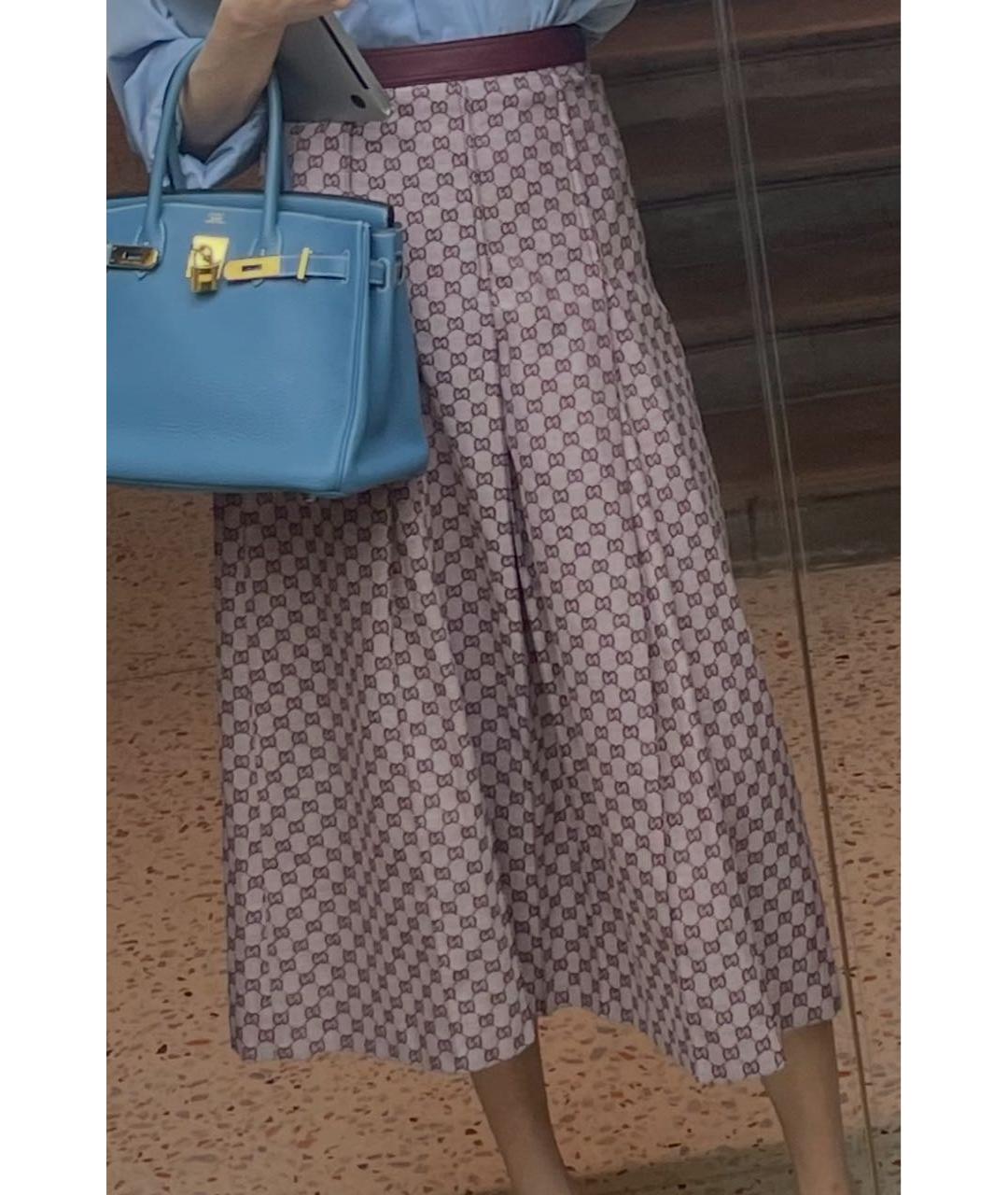 GUCCI Бордовая хлопковая юбка миди, фото 4