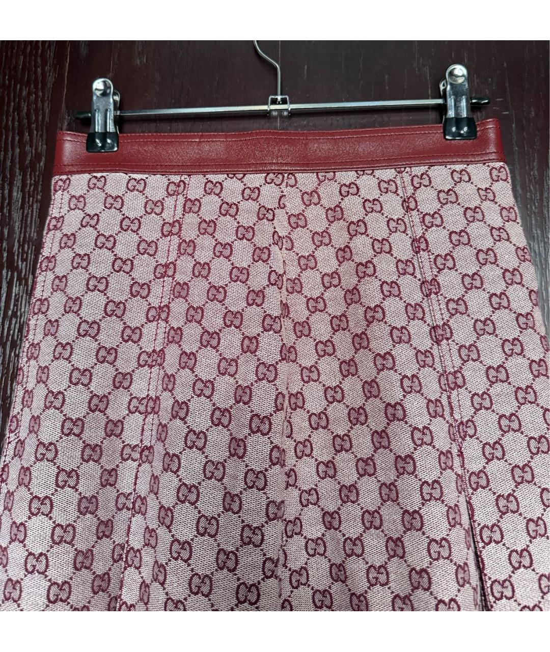 GUCCI Бордовая хлопковая юбка миди, фото 2