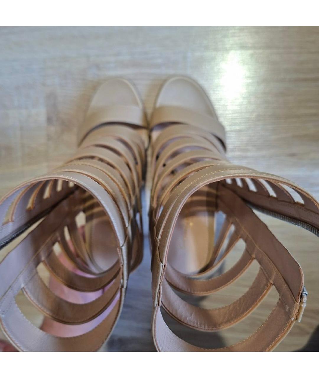 GIANVITO ROSSI Бежевые кожаные босоножки, фото 6