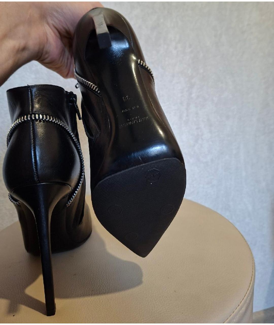 SAINT LAURENT Черные кожаные ботильоны, фото 6