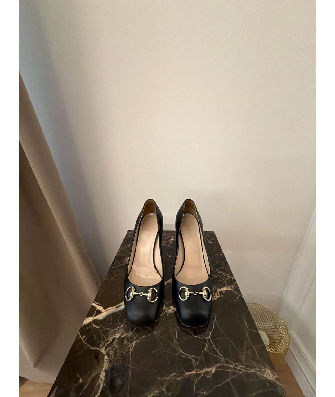 GUCCI Черные кожаные туфли, фото 2