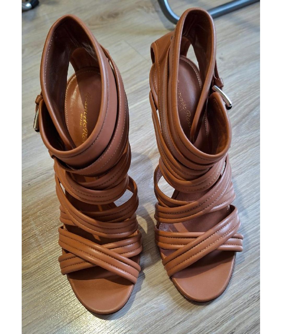 GIANVITO ROSSI Коралловые кожаные босоножки, фото 2