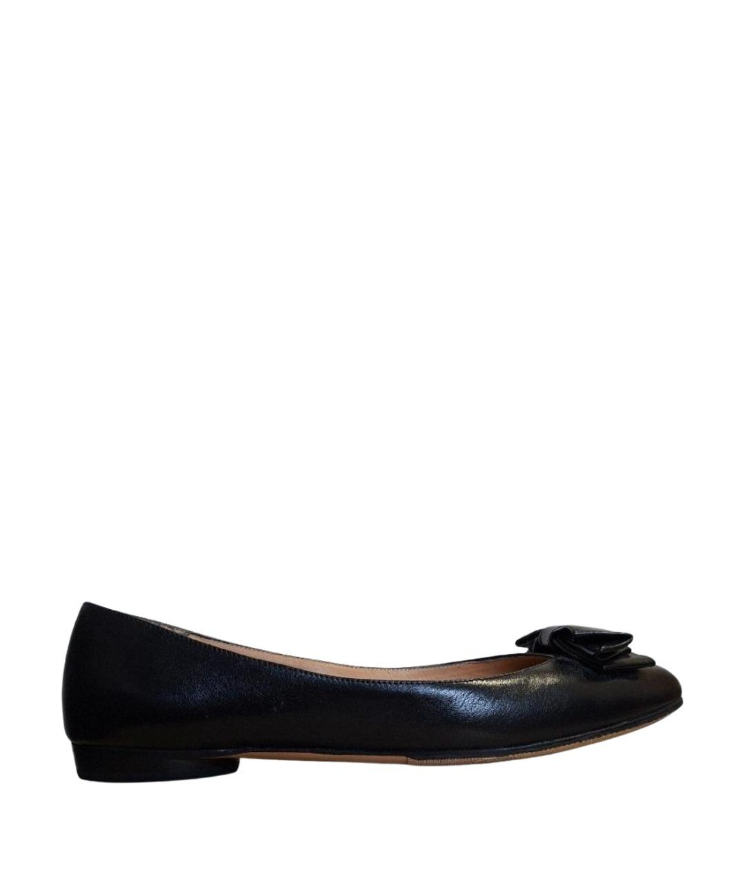 FERRAGAMO Черные кожаные балетки, фото 1