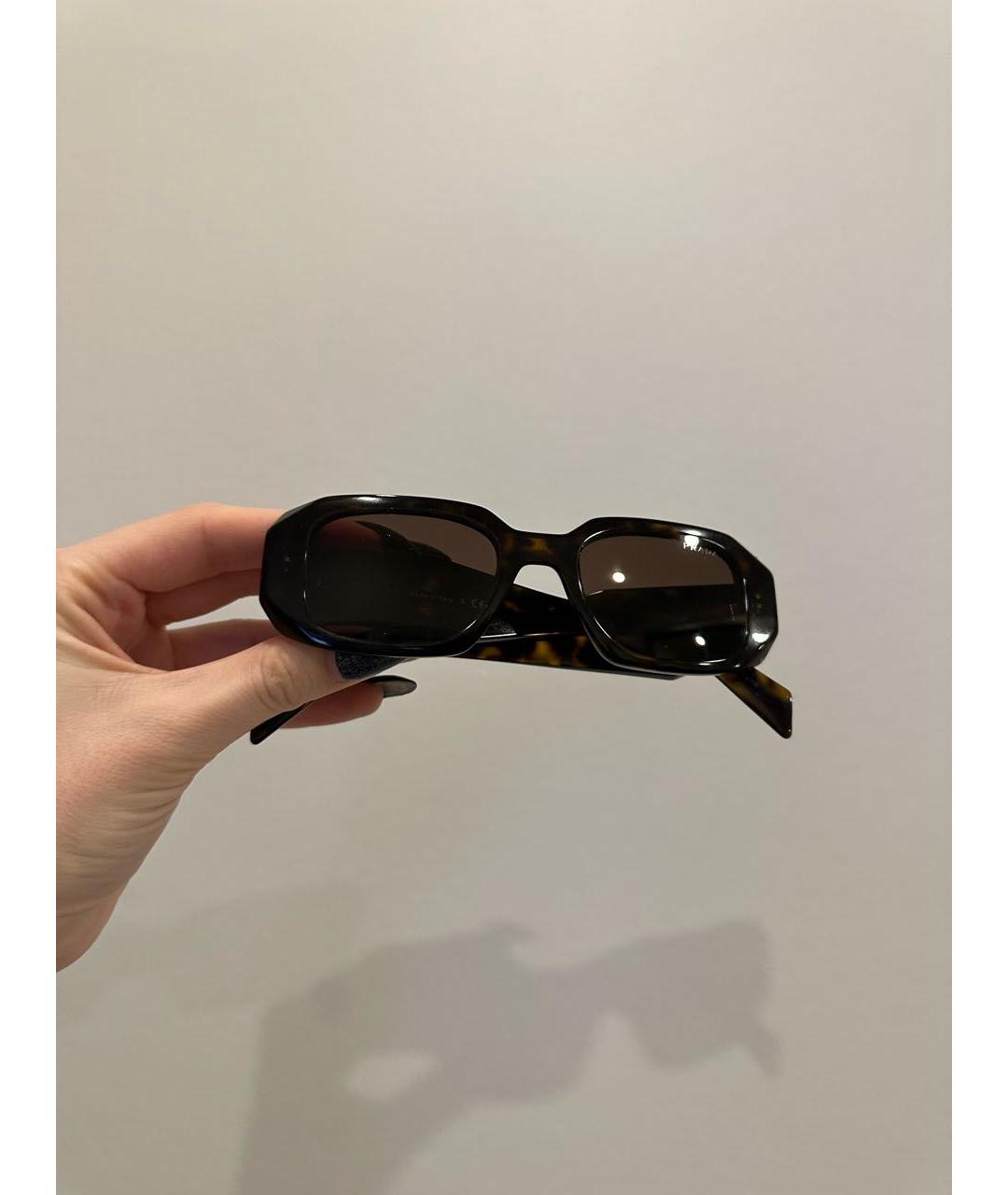 PRADA Коричневые пластиковые солнцезащитные очки, фото 4