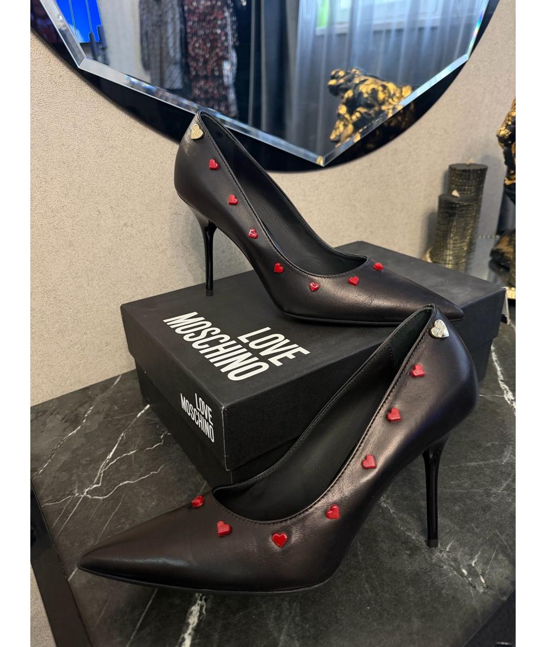 LOVE MOSCHINO Черные кожаные туфли, фото 4