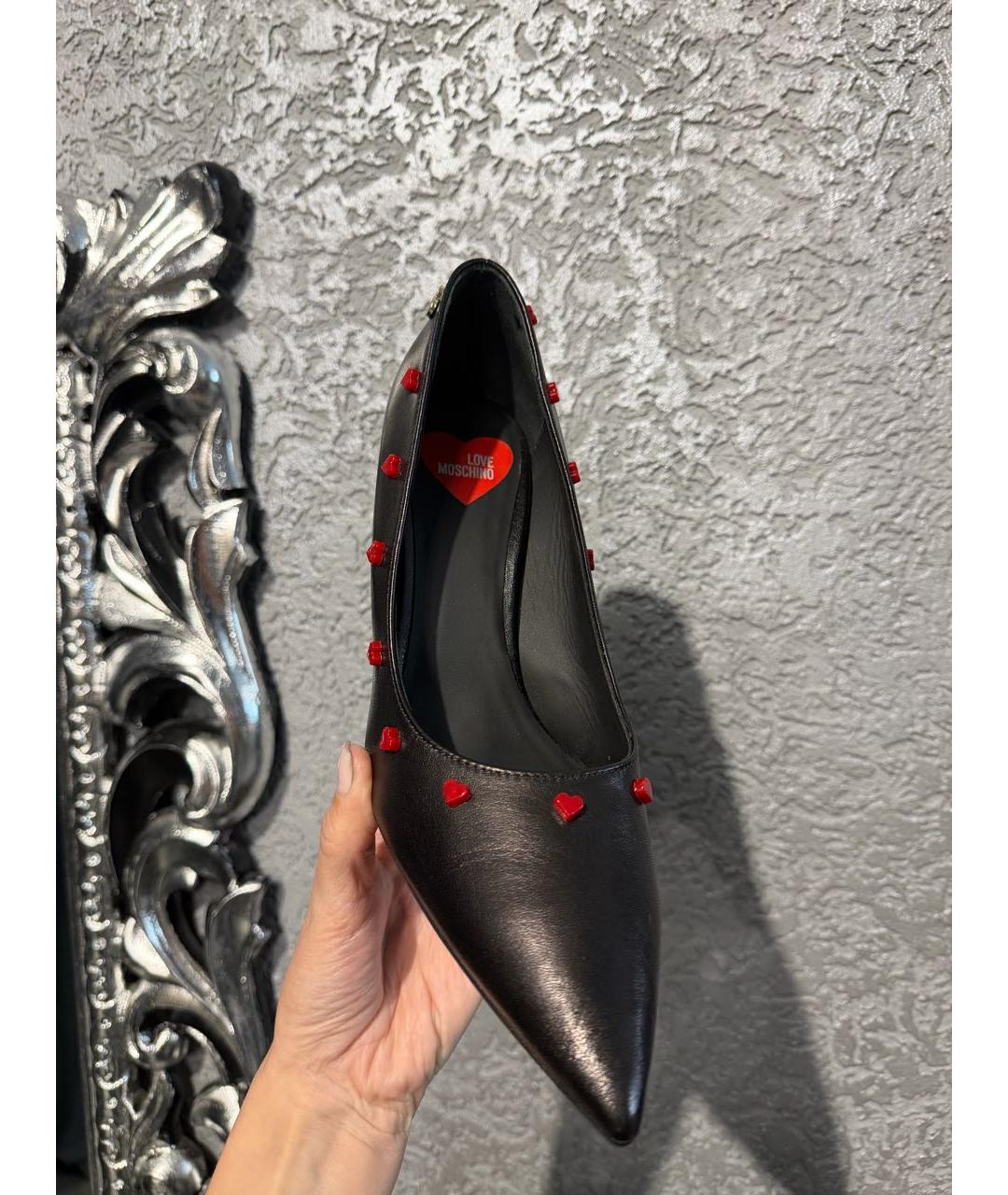 LOVE MOSCHINO Черные кожаные туфли, фото 5