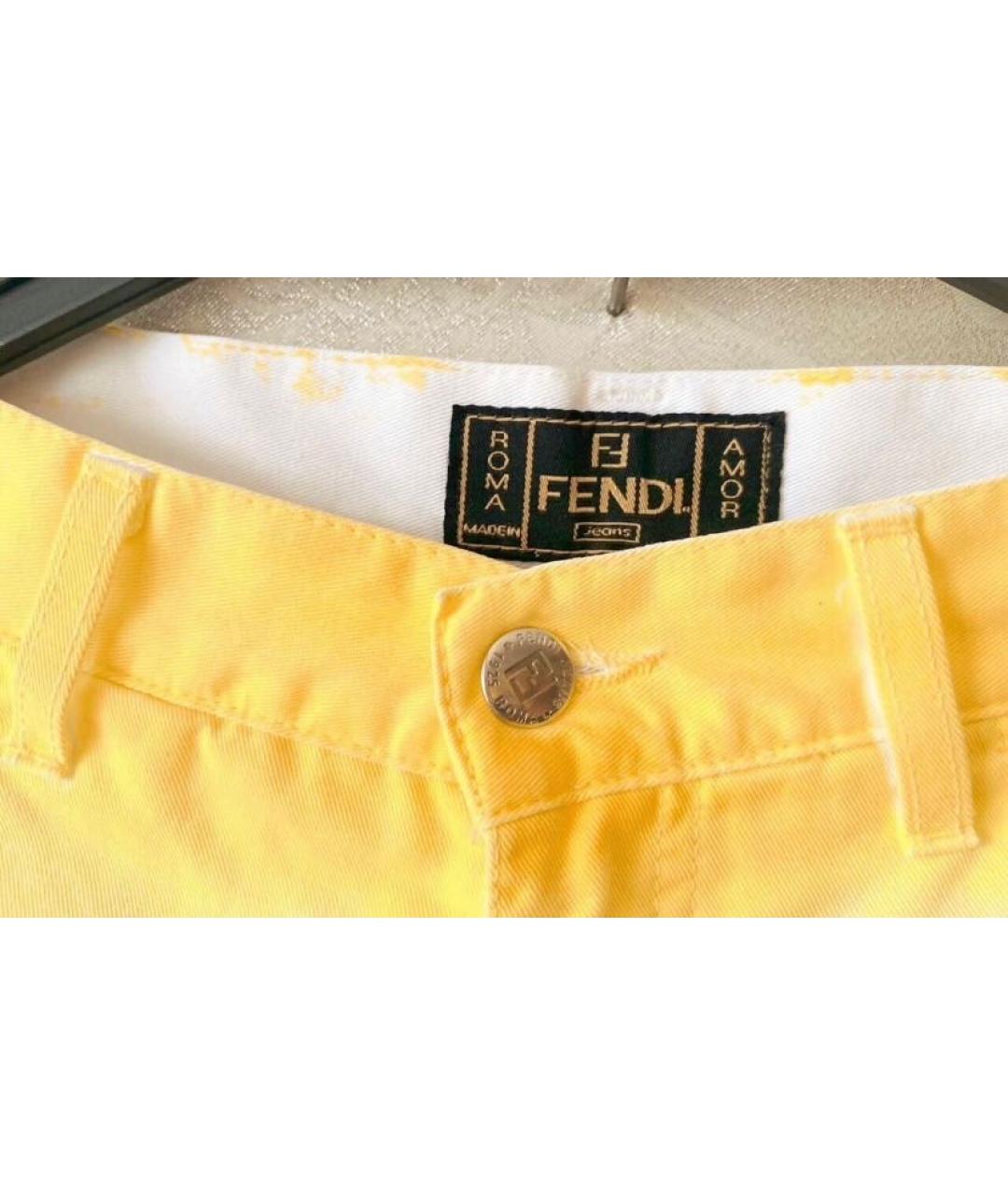 FENDI Белые хлопковые джинсы клеш, фото 4