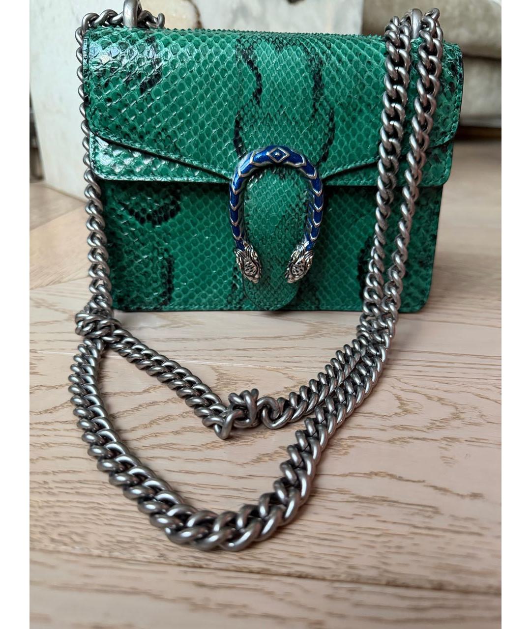GUCCI Зеленая сумка через плечо из экзотической кожи, фото 8