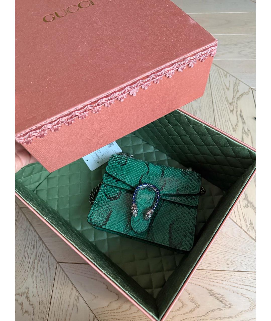 GUCCI Зеленая сумка через плечо из экзотической кожи, фото 5