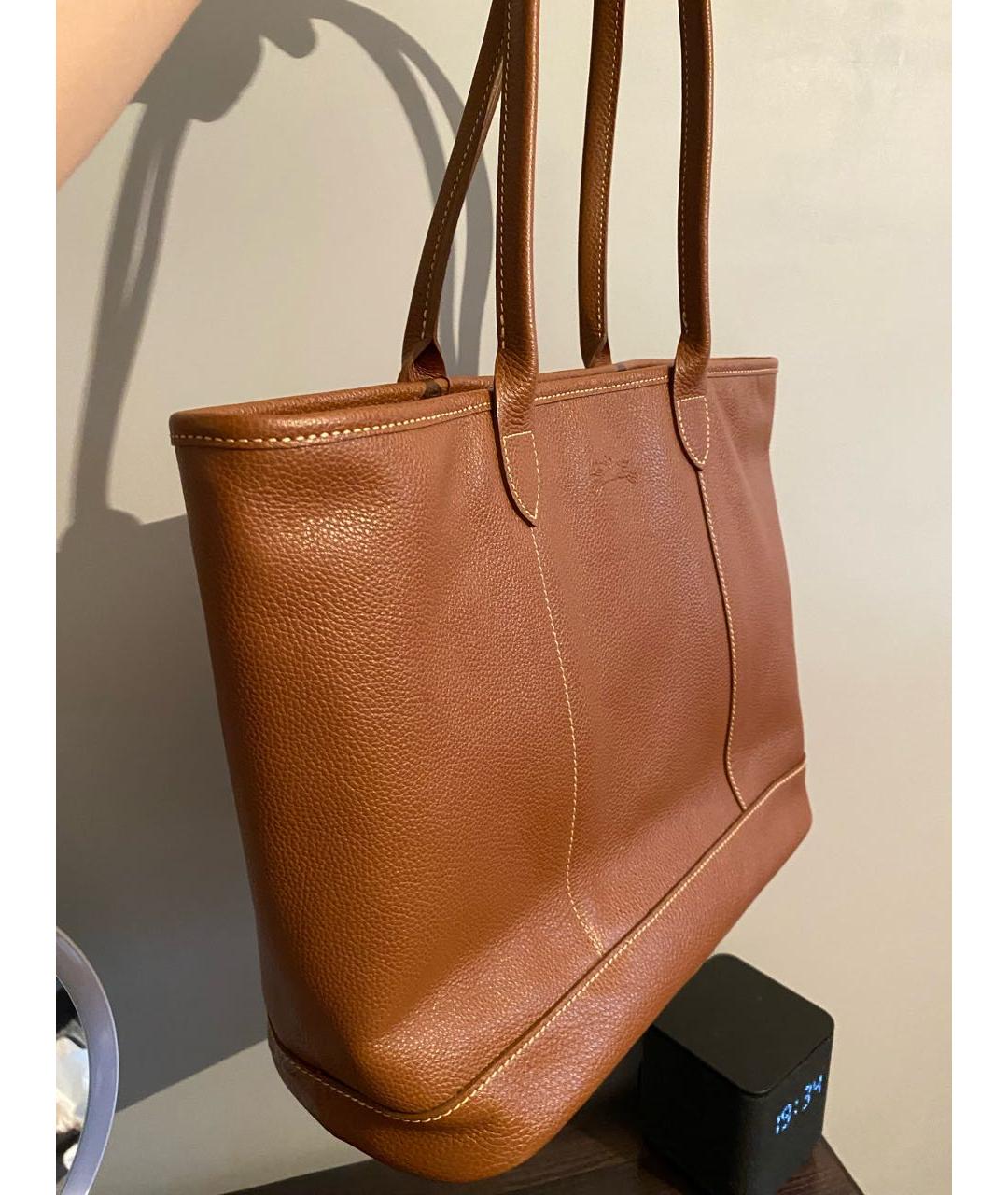 LONGCHAMP Коричневая кожаная сумка тоут, фото 2