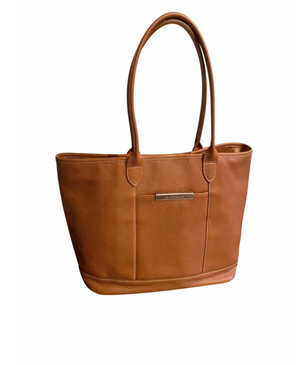 LONGCHAMP Коричневая кожаная сумка тоут, фото 1