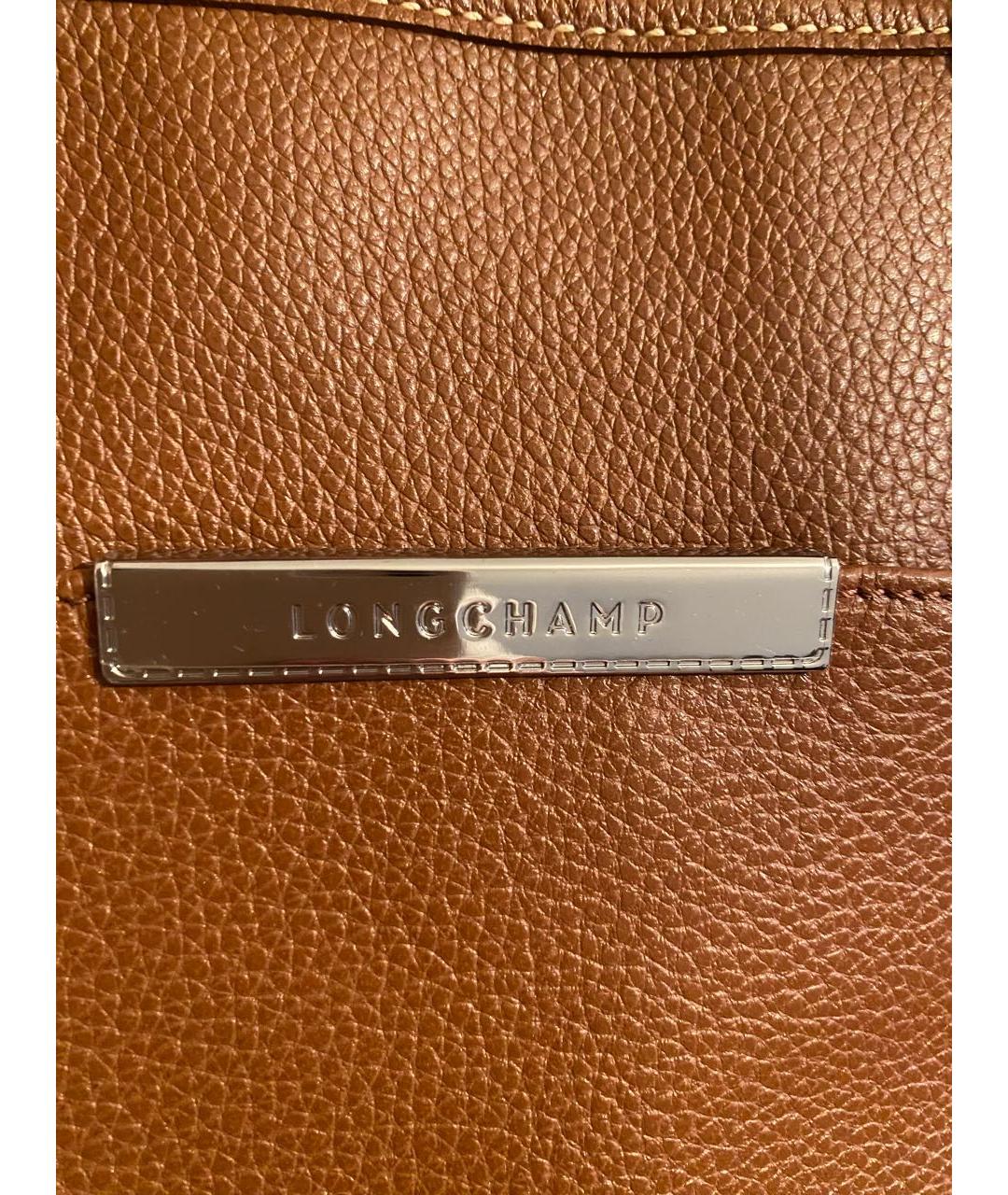 LONGCHAMP Коричневая кожаная сумка тоут, фото 3