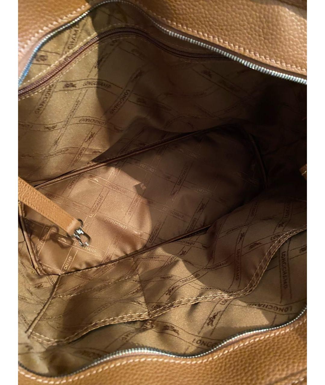LONGCHAMP Коричневая кожаная сумка тоут, фото 4