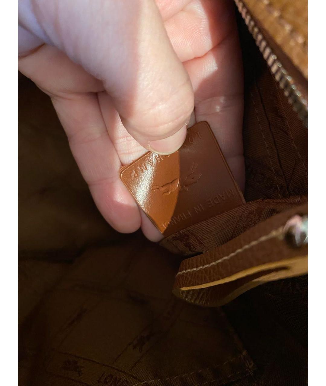 LONGCHAMP Коричневая кожаная сумка тоут, фото 5
