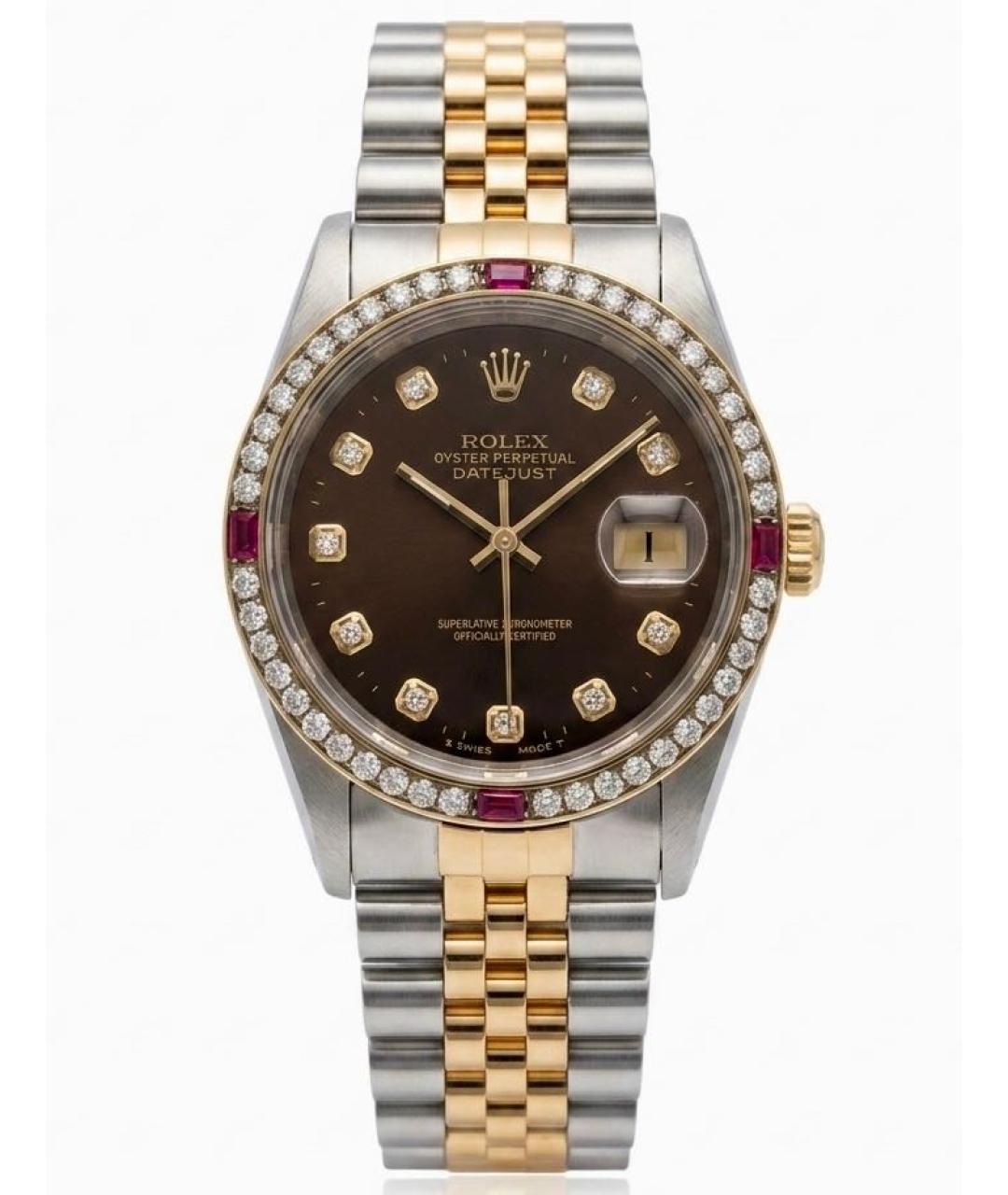 ROLEX Черные часы из желтого золота, фото 9