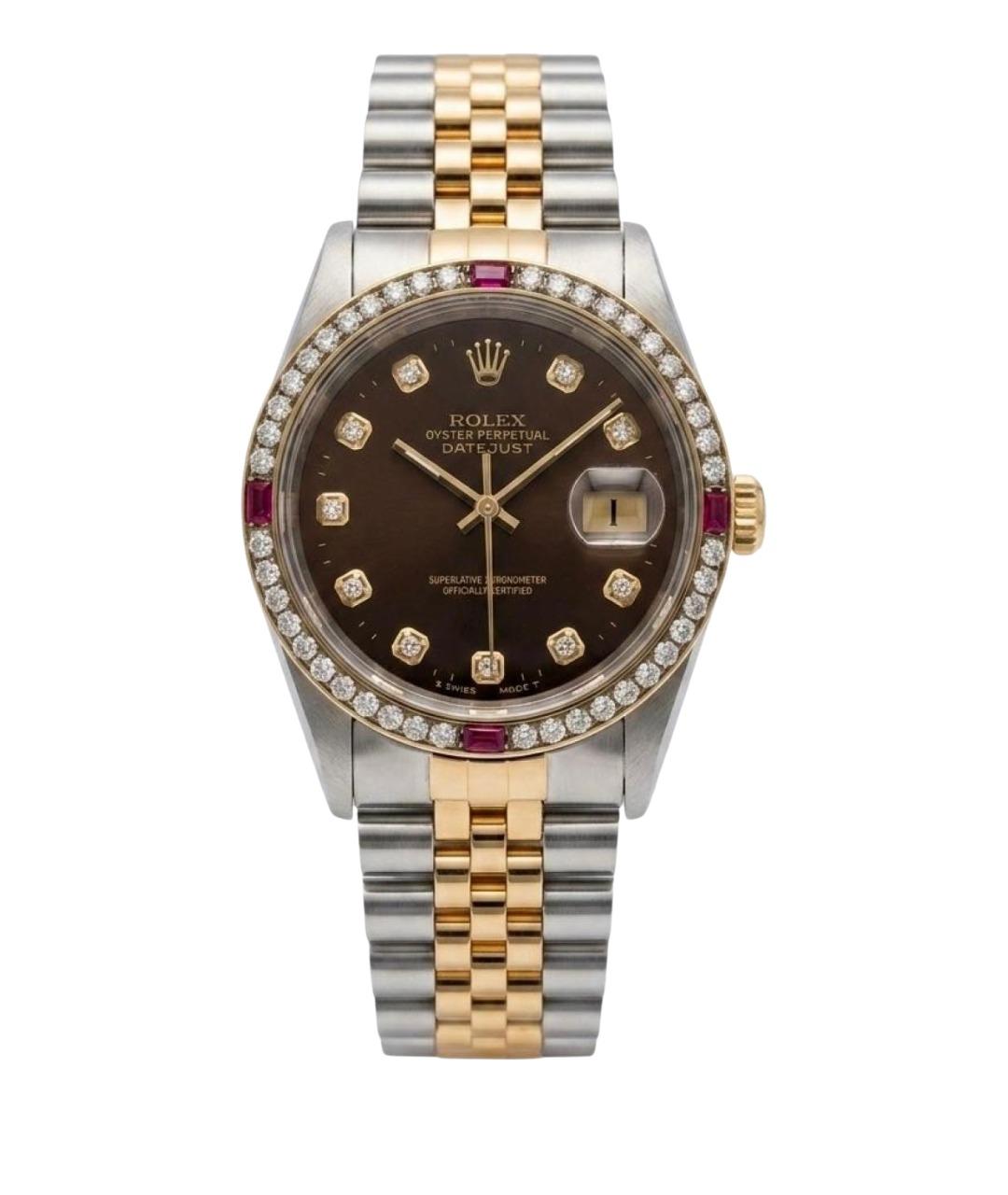 ROLEX Черные часы из желтого золота, фото 1