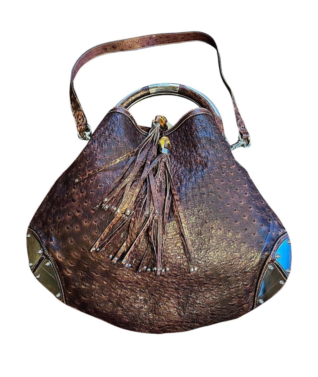 GUCCI Коричневая сумка тоут из экзотической кожи, фото 1