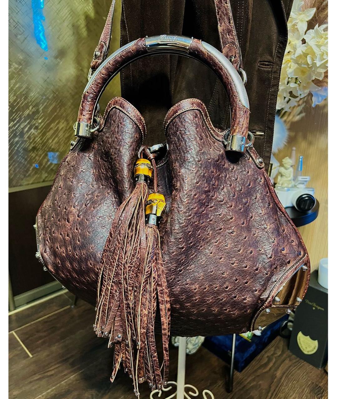 GUCCI Коричневая сумка тоут из экзотической кожи, фото 2