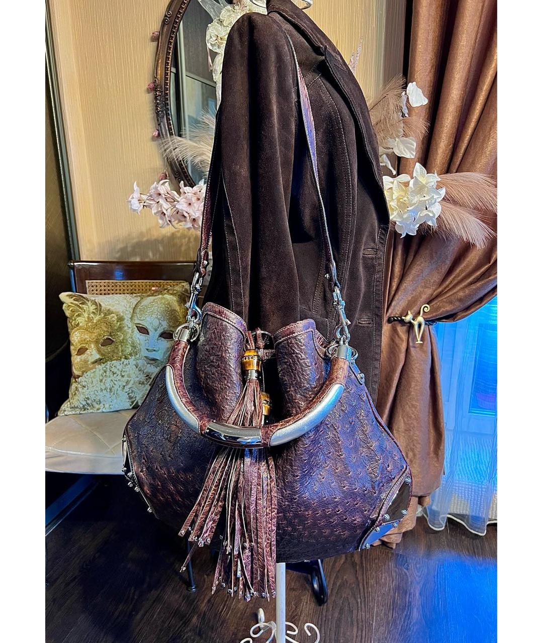 GUCCI Коричневая сумка тоут из экзотической кожи, фото 3