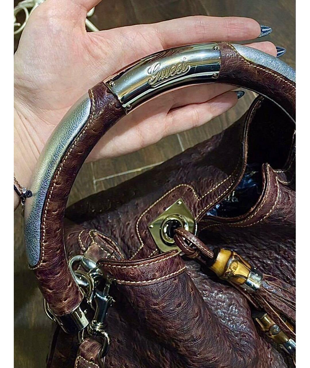 GUCCI Коричневая сумка тоут из экзотической кожи, фото 6