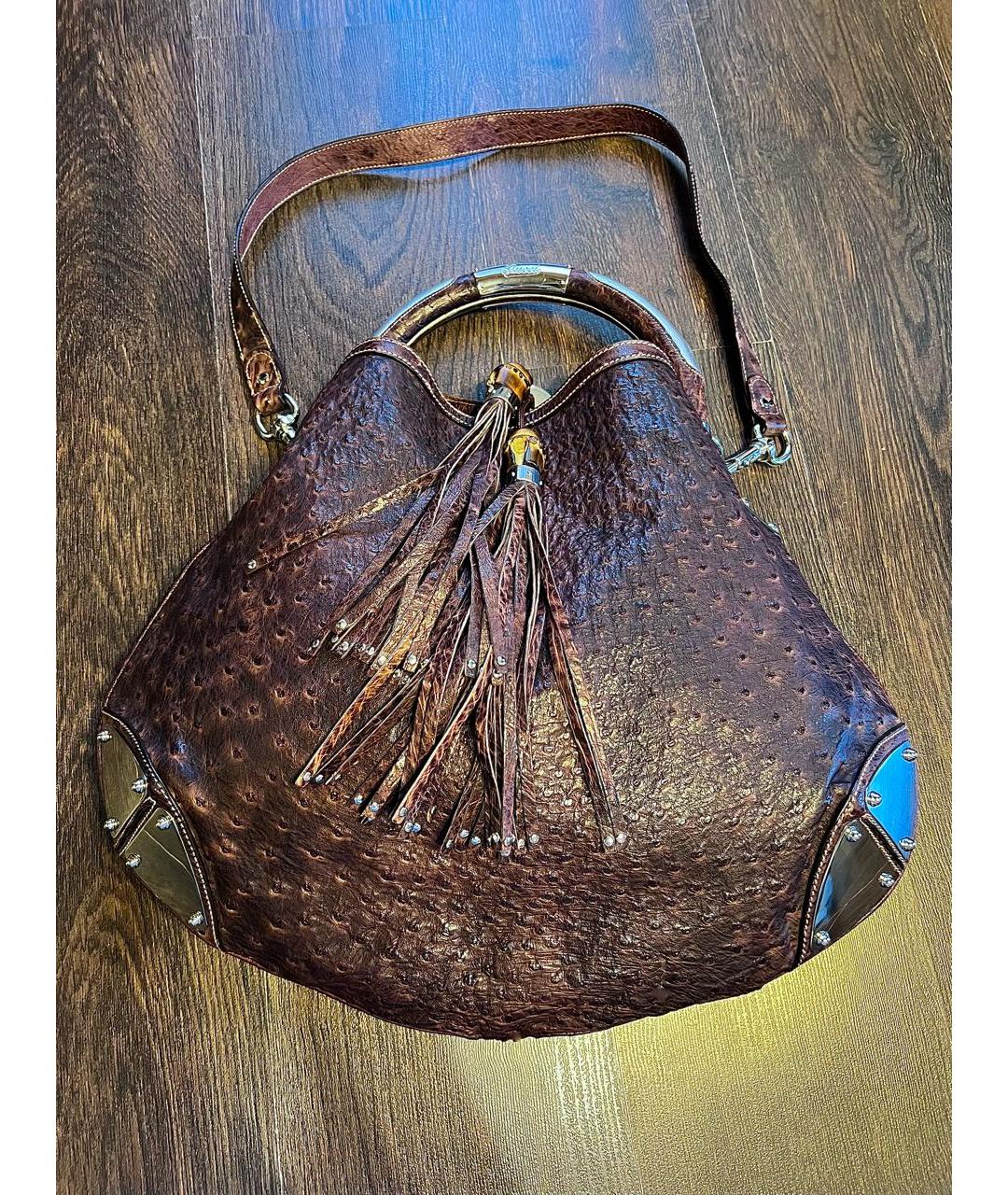 GUCCI Коричневая сумка тоут из экзотической кожи, фото 9