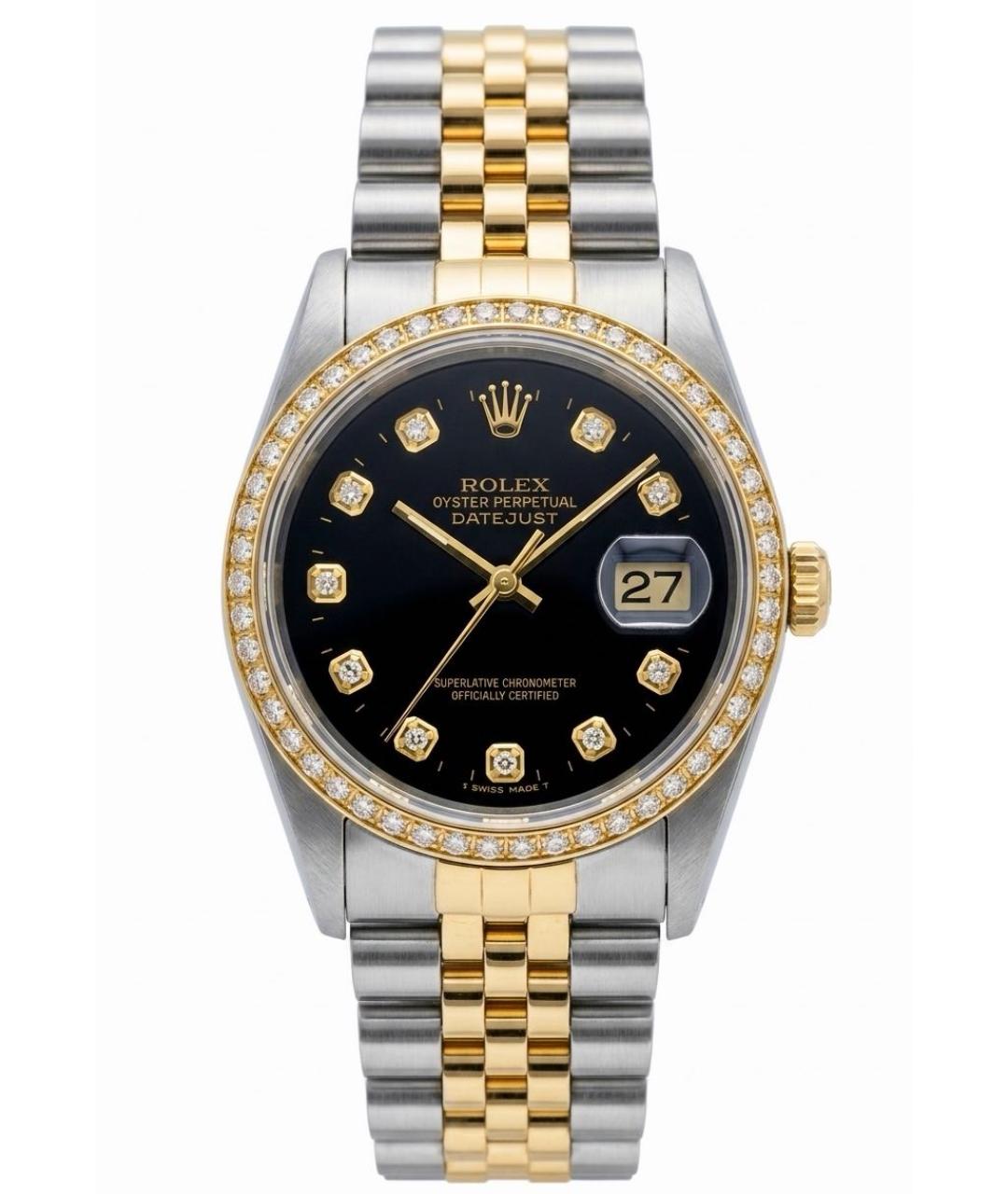 ROLEX Черные часы из желтого золота, фото 9