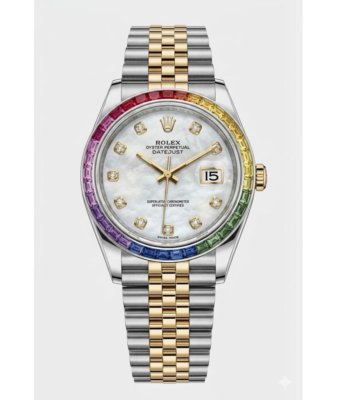 ROLEX Белые часы из желтого золота, фото 9
