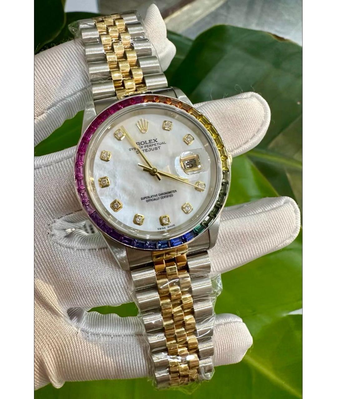 ROLEX Белые часы из желтого золота, фото 2