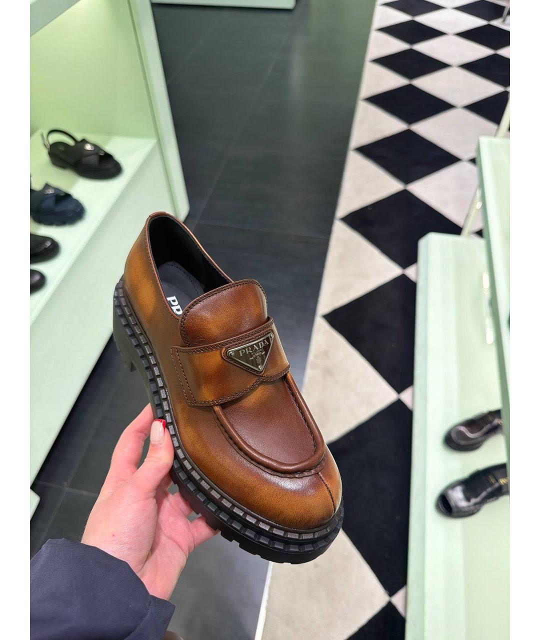 PRADA Коричневые кожаные лоферы, фото 2
