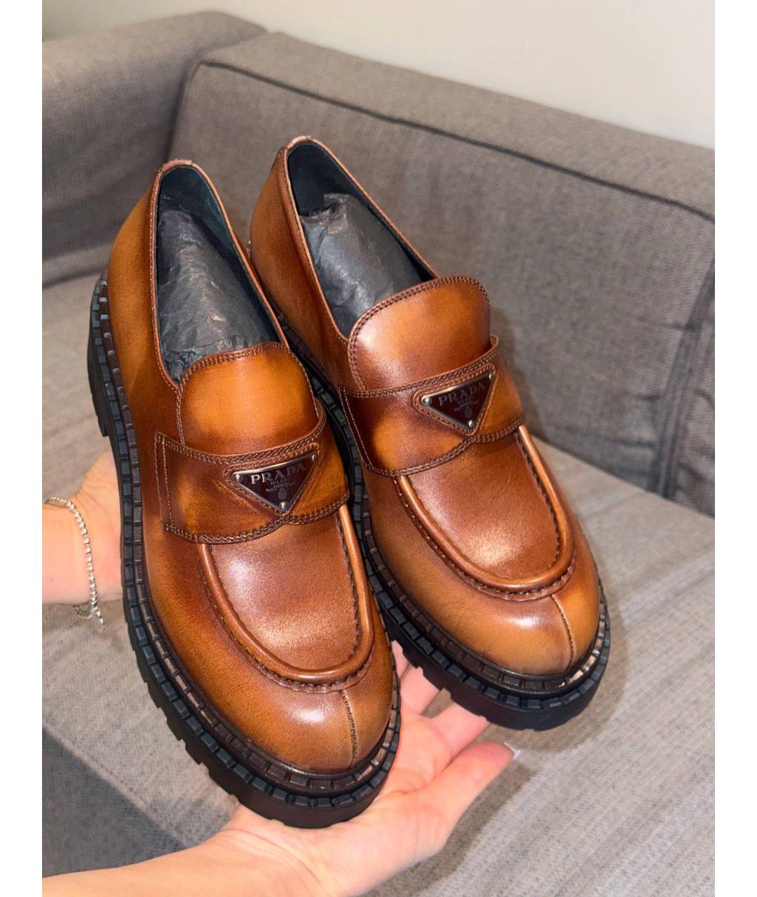 PRADA Коричневые кожаные лоферы, фото 3